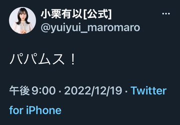 【悲報】AKB48小栗有以さんが誤爆？「パパムス」とツイートして速攻削除ｗｗｗ