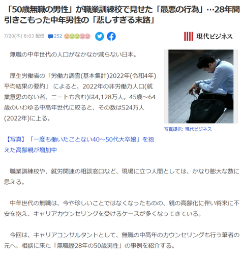 【50歳無職】 28年間引きこもった中年男性の「悲しすぎる末路」