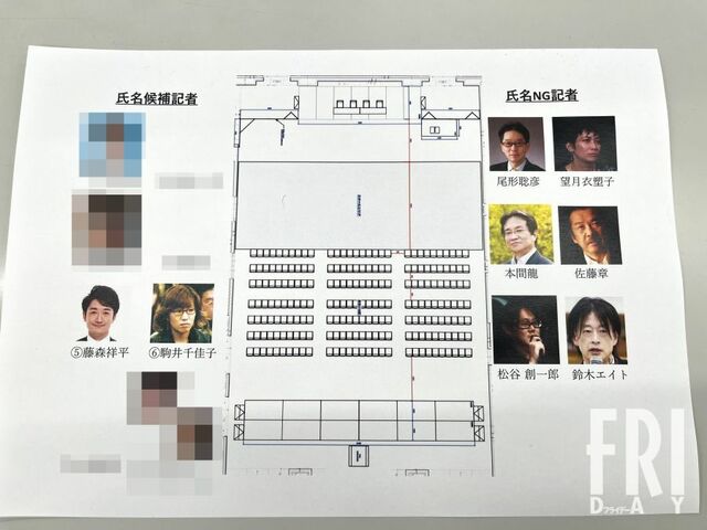 スクープ!ジャニーズ会見で使用された「指名候補&NGリスト」現物入手&全社名公開(FRIDAY)