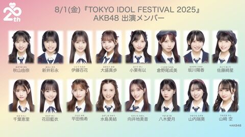 「TOKYO IDOL FESTIVAL 2025」の出演メンバーが決定！！