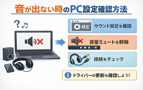 音が出ない時のPC設定確認方法