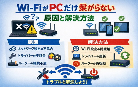 Wi-FiがPCだけ繋がらない原因と解決方法