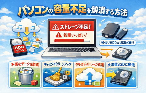 パソコンの容量不足を解消する方法