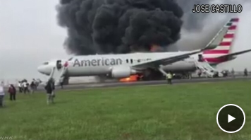 アメリカ・シカゴの空港で離陸しようとしていた国内線の旅客機から出火し、170人が全員脱出、8人がけが