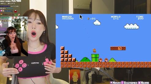 海外の女性配信者がスーパーマリオのステージを胸を使ってクリアする「Twitch配信の新しいメタが解禁された」