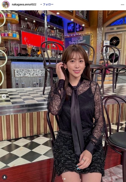 中川安奈アナのミニスカ美脚