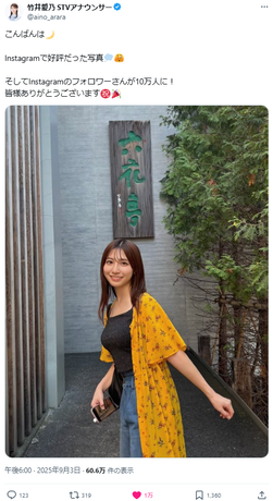 竹井愛乃アナ万バズポスト
