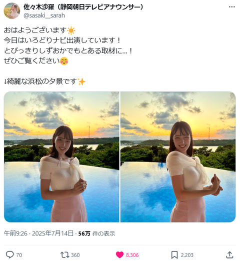 佐々木沙羅アナバズ写真