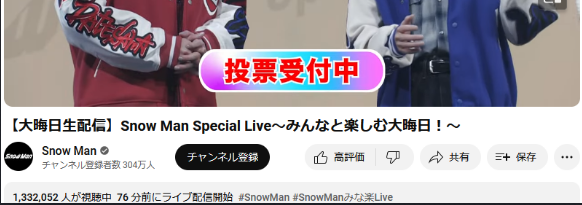 Snow Manライブ配信で133万人の日本記録
