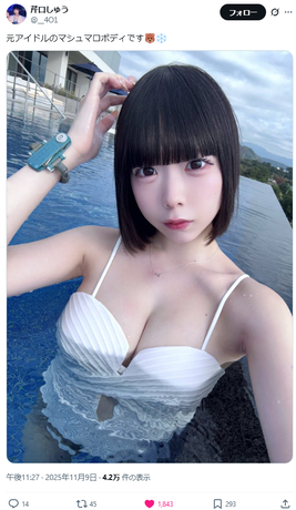 【画像】あのちゃんの顔だけそっくりさん、水着姿でファンを悩殺wwwwww芹口しゅう(21)、美谷間見せた色白マシュマロボディが反響！！！