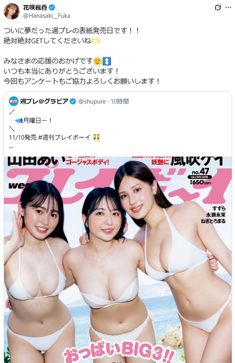 花咲楓香Hカップ週プレ水着グラビア