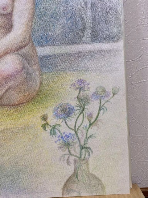 『春は曙』　水彩色鉛筆画　裸婦 春は曙』 水彩色鉛筆画 裸婦 春は曙』 水彩色鉛筆画 裸婦 Amazon.co.