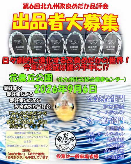 第6回北九州改良メダカ品評会開催のお知らせ