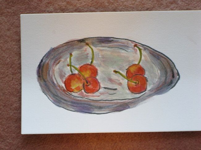 さくらんぼと紫陽花 絵手紙 と 川岸から Riverside Life さくらんぼと紫陽花 絵手紙 と 川岸から Riverside Life