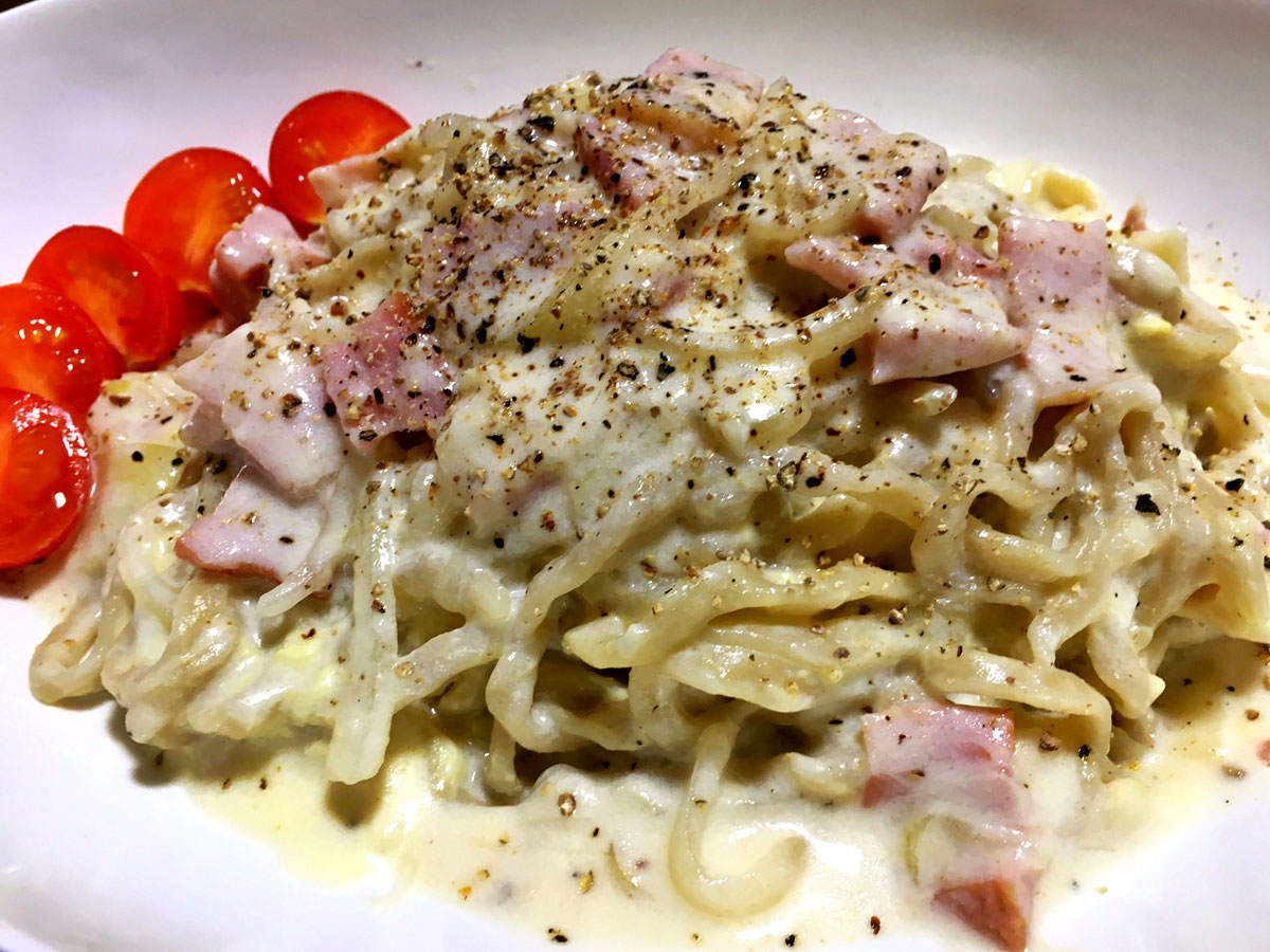 おうちご飯 二郎麺deカルボナーラ風 青木葉 Eatful Life