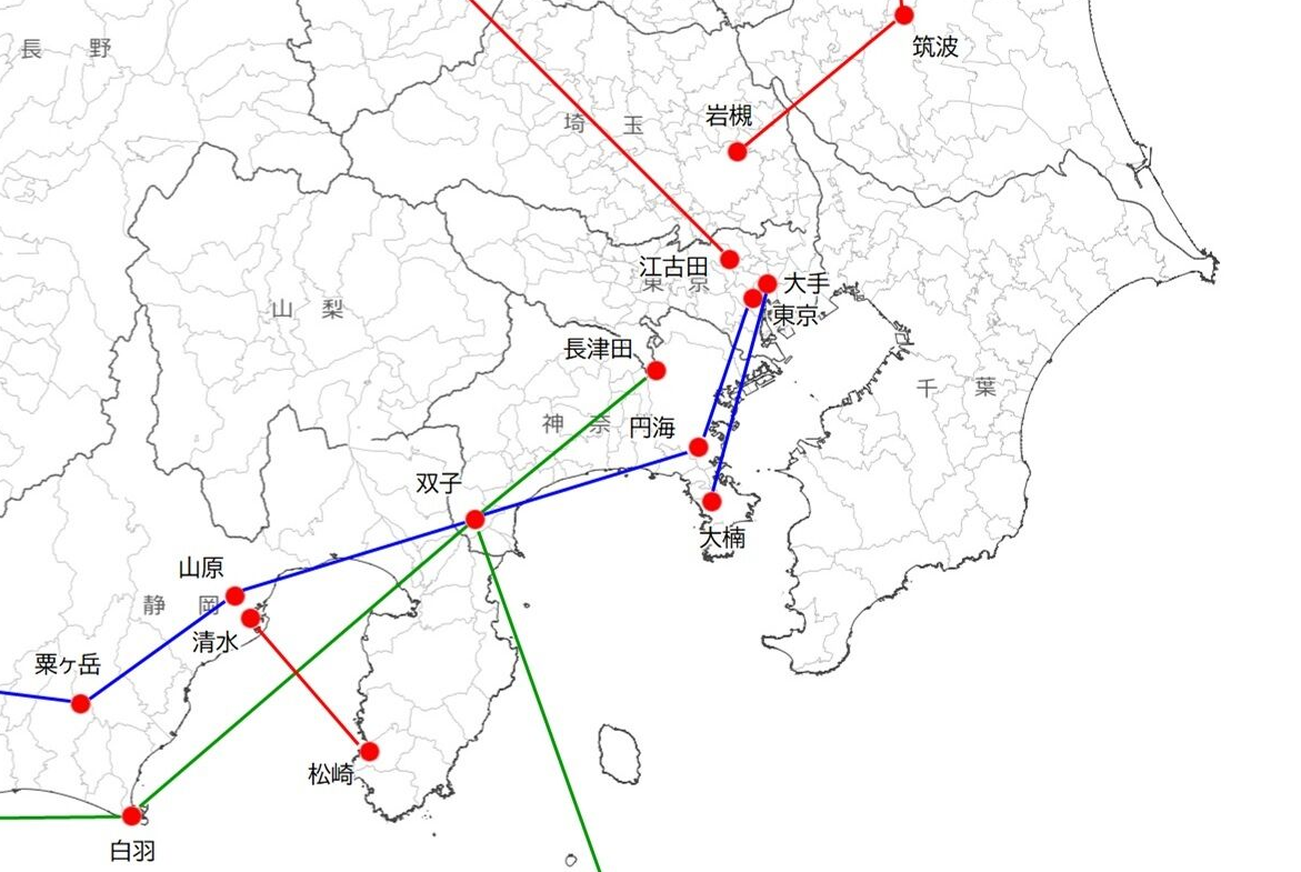 電電公社・逓信省 超短波/極超短波方式電話回線図 : ブロ玉(Blog Saitama)