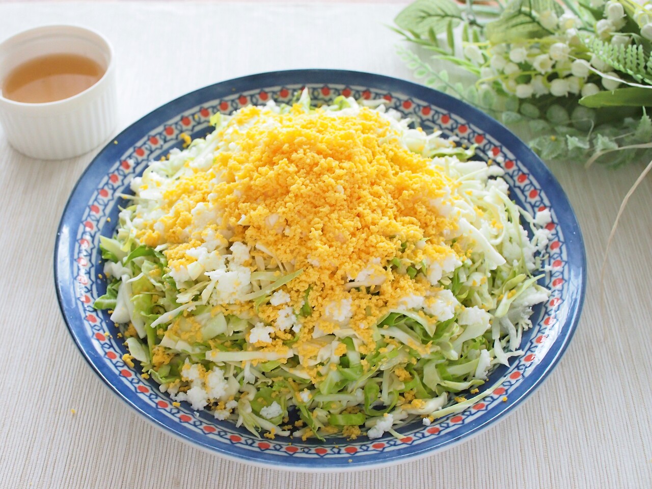 春キャベツのミモザサラダ りんご酢ドレッシング Belle Villeパンケーキ初体験 気まぐれキッチン Andante