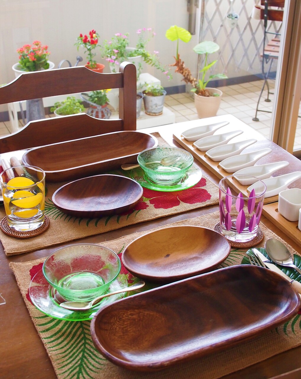 ハワイ料理レッスンのテーブルと小物たち 気まぐれキッチン Andante