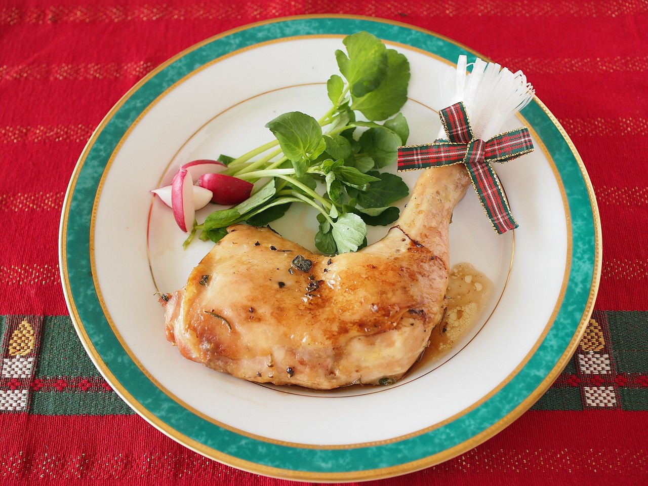 12月クリスマスlesson 主菜 骨付きもも肉のローストチキン グレーヴィソース 画像紹介 気まぐれキッチン Andante