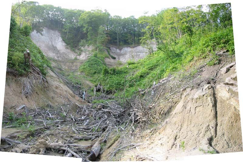 人口稀薄な土地の斜面崩壊