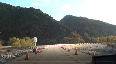 仮設道路天竜川