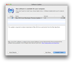 Mac OS X Lion Developer Preview Update 1