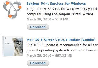 Bonjour、Mac OS X Server v10.6.3 Update