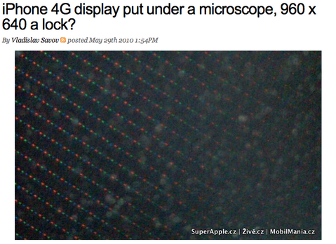 iPhone 4G display 960 x 640