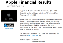 Apple - Quarter 3 - 2010 Financial Results