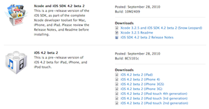 iOS SDK 4.2 beta 2
