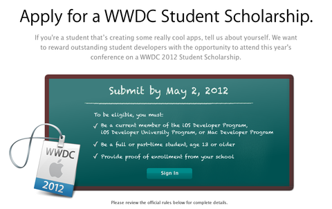 Scholarships - WWDC - Apple Developer (20120425)