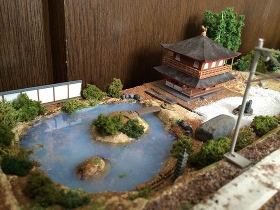 自作ジオラマ 情景の日本庭園 池 に 水 を付け足したら My 鉄道模型 Nゲージの世界