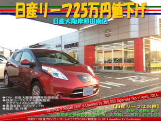 リーフ25万円値下げ/日産大阪岸和田南店@日産リーフ改造4