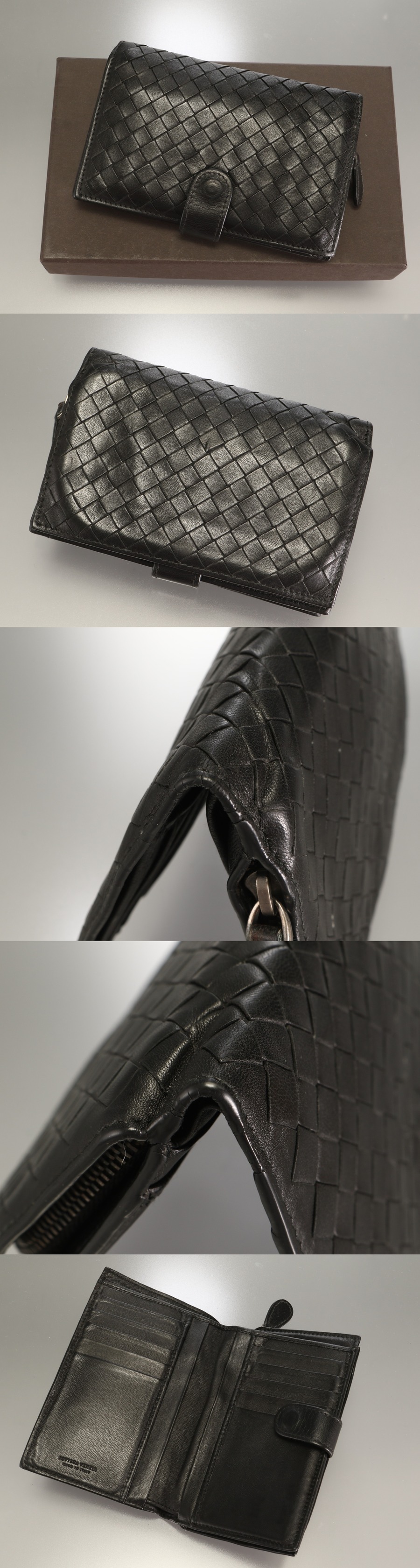 1円 ボッテガヴェネタ 定価57，240円 レザー イントレチャート 二つ折り 財布 メンズ レディース ジップ ウォレット イントレ 紳士 革 RS1 BOTTEGA VENETA⁄ボッテガヴェネタ イントレチャート バングル ⁄LPL