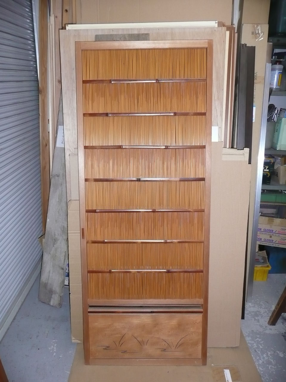 ◇特売◇ 時代葦戸 4枚組 透し彫り 1720㎜×725㎜ 葦戸 葭戸 夏戸
