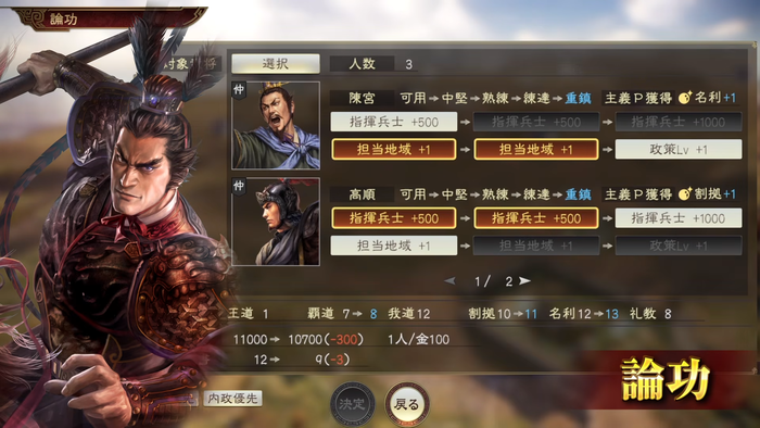 【功労】武将と勢力の強化は表裏一体