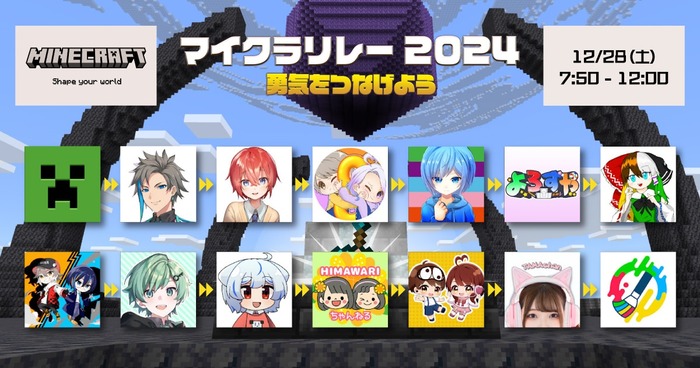 12/28『マイクラリレー2024 〜勇気をつなげよう〜』プレミア公開決定！豪華プレゼントキャンペーンも実施