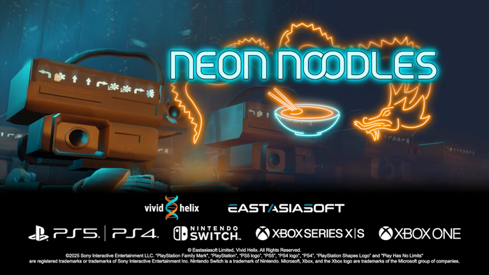 サイバーパンクの近未来の食を救え⁉料理がテーマの機械構築型パズルゲーム『Neon Noodles』PS版がリリース。ロボットシェフをプログラムして250種に及ぶ世界中のレシピを調理しよう