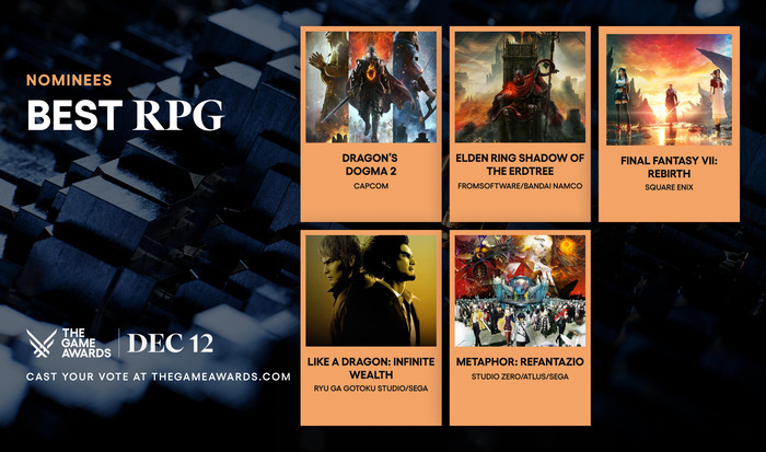 2024年「RPG」タイトルどれが良かった？「the game awards」RPG部門の受賞作はどうなる？