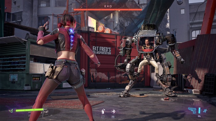1_Redline vs. a Boss in an Exoskeleton