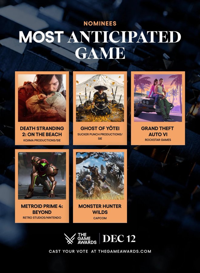 「the game awards」最も期待されているタイトルは？授賞式は12/12　来年のおススメタイトル教えてください