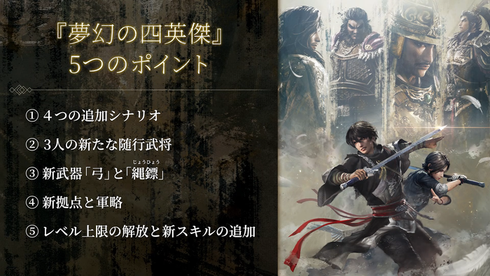 「夢幻の四英傑」DLCに含まれる５つの追加要素