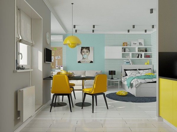 Những gam màu năng động trở thành điểm nhấn hút mắt cho căn hộ 50m2 Những gam màu năng động trở thành điểm nhấn hút mắt cho căn hộ 50m2