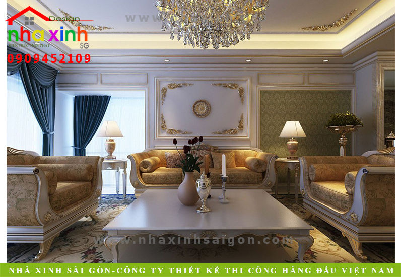 thiet ke phong khach co dien