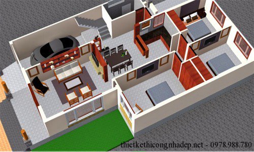 Mặt bằng bố trí phòng mẫu nhà cấp 4 đẹp số 2
