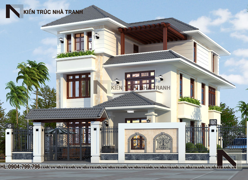 Ảnh: Mẫu thiết kế biệt thự tân cổ điển 3 tầng NT-B6373