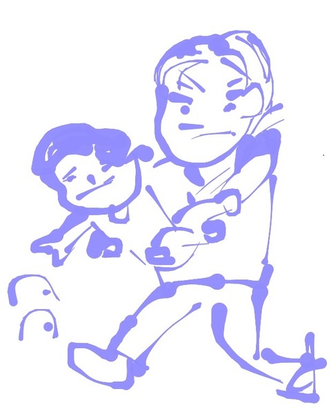 Tくんを抱きかかえて