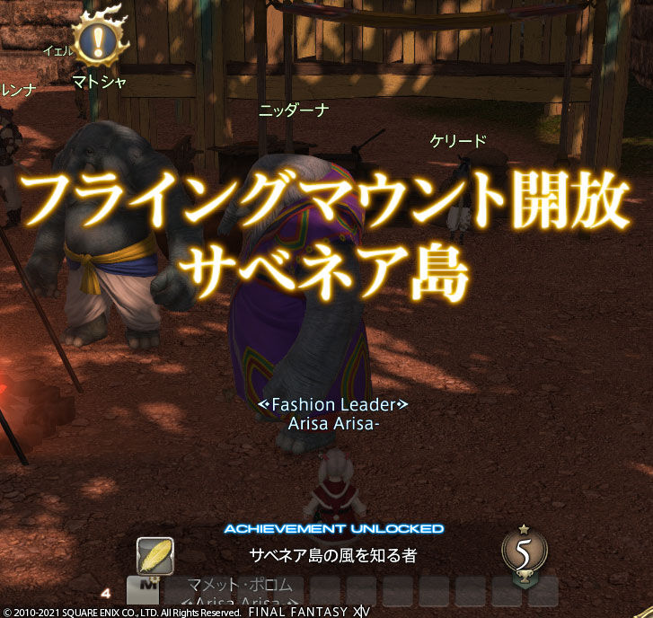 Ff14 サベネア島の風脈を全てコンプしてフライングマウントが開放されましたヾ ﾉ レベル８５ ありさ日記