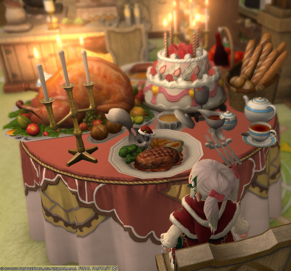 Ff14 お誕生日なのでテーブルに私の好きなお料理をいっぱい並べましたヾ ﾉ ありさ日記