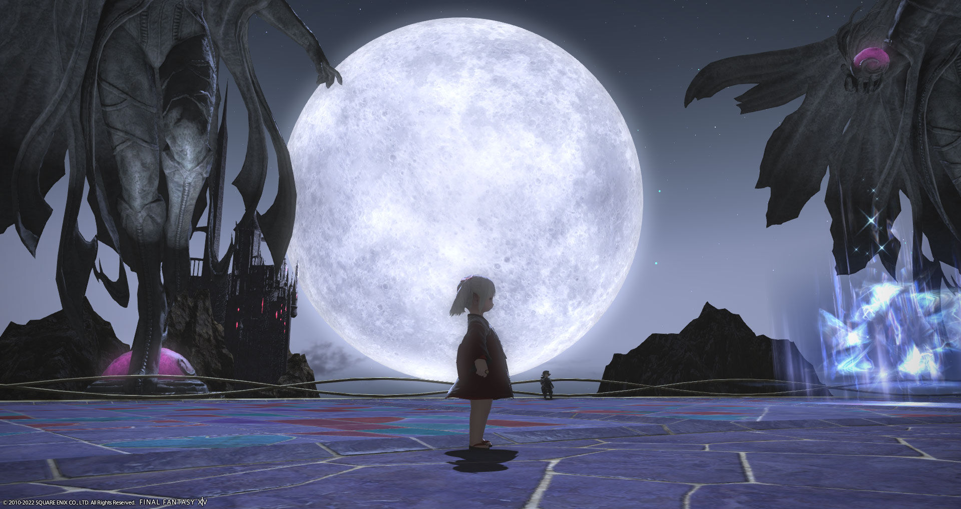 Ff14 ダン スカーが終わったら大きなお月様が出ていたので背景にして写真を撮ってみましたヾ ﾉ レベル６０ ありさ日記